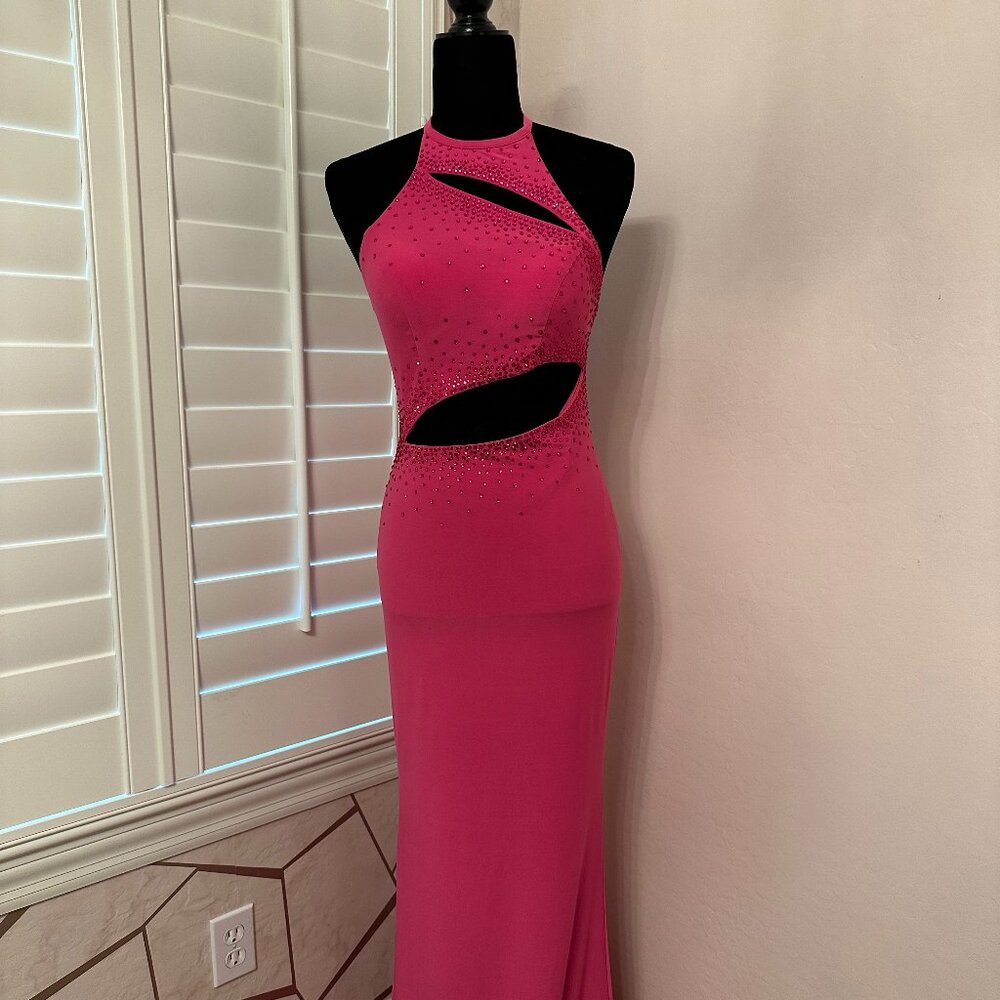 NWT Mac Duggal Gown Fuchsia With Embellishment